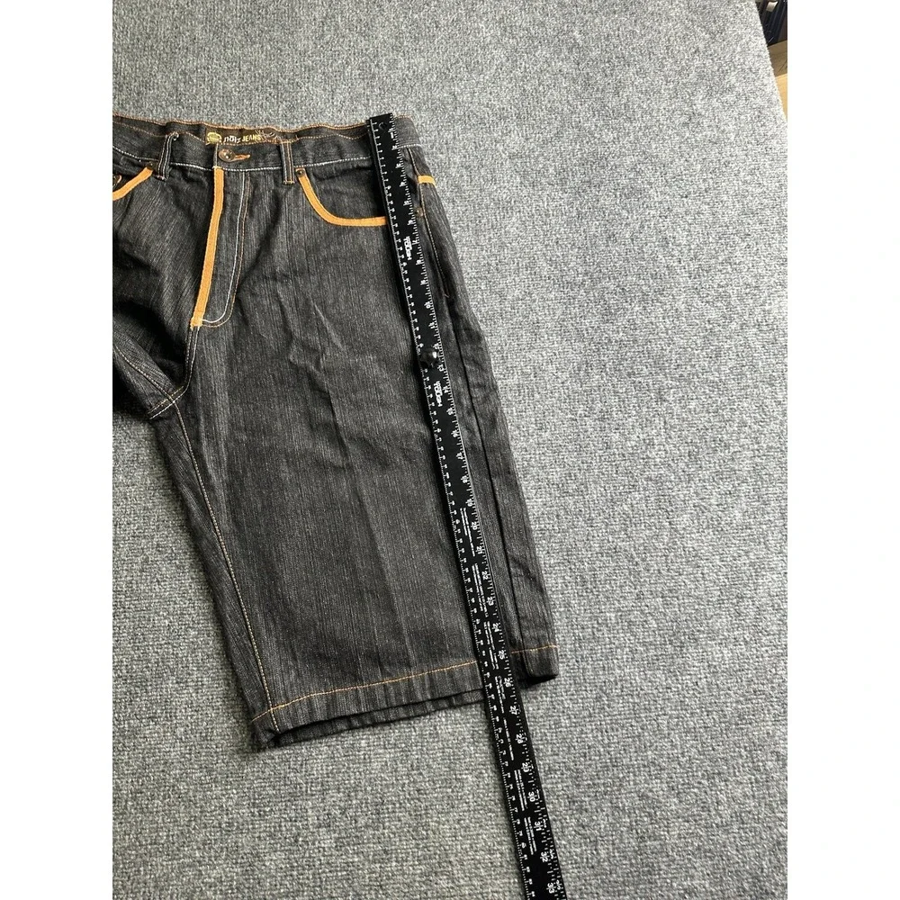 Mens Noiz Jeans Black Denim Shorts Orange Stitching 100% Cotton, Size 36